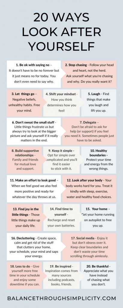 20 ways to look after yourself