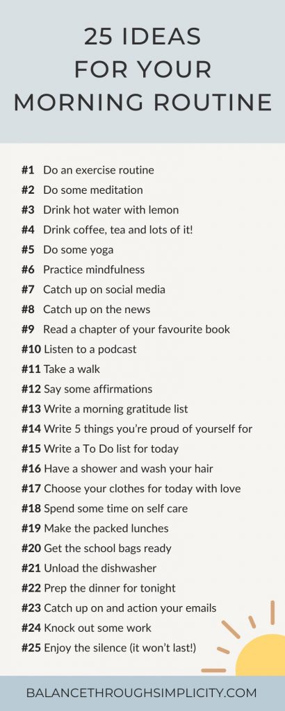 25 ideas for your morning routine