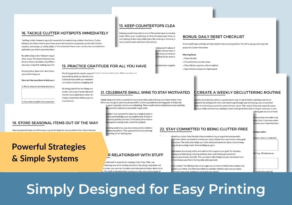 Staying Clutter-Free Workbook