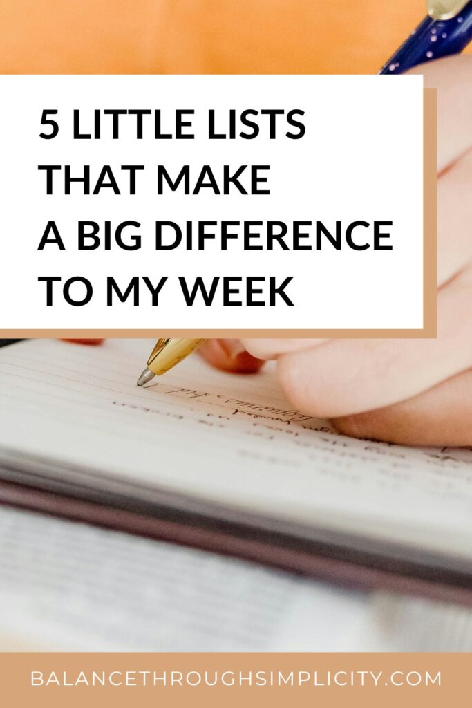 5 Simple Lists to Organise Your Life
