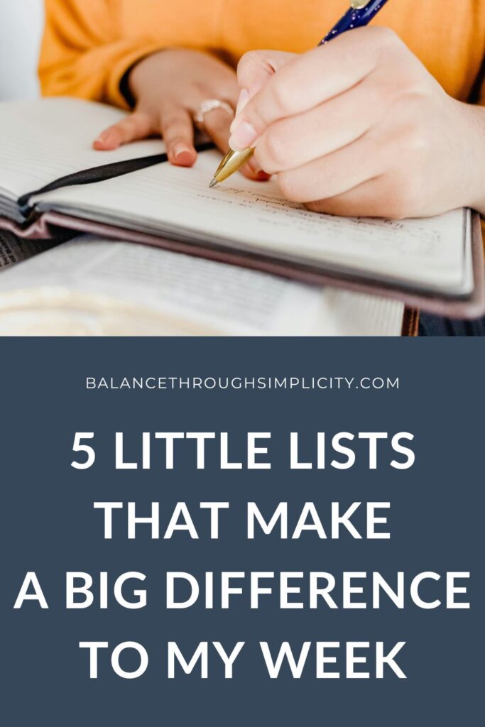 5 Simple Lists to Organise Your Life
